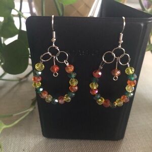 Colorful Beaded Hoop Earrings